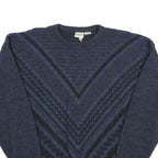 MAGLIFICO FLORENCE Mens Blue Patterned Jumper Crew Neck Chunky Knit XL Wool