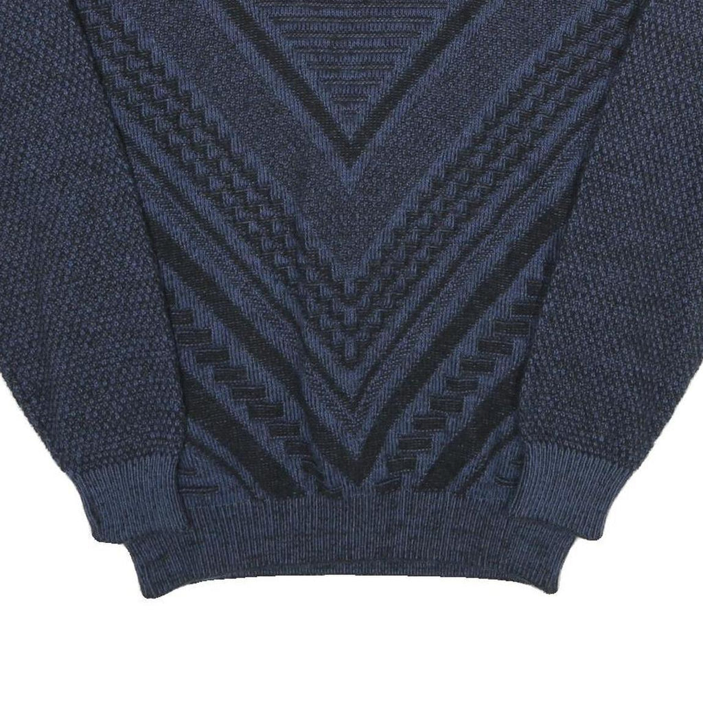 MAGLIFICO FLORENCE Mens Blue Patterned Jumper Crew Neck Chunky Knit XL Wool
