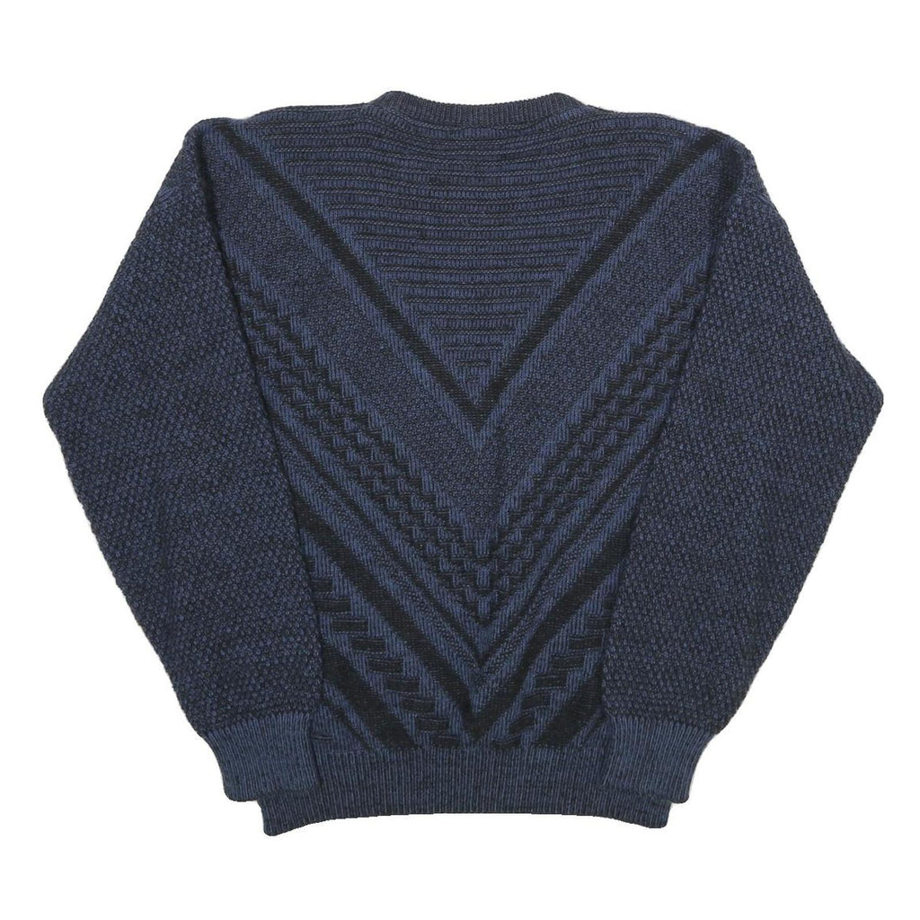 MAGLIFICO FLORENCE Mens Blue Patterned Jumper Crew Neck Chunky Knit XL Wool