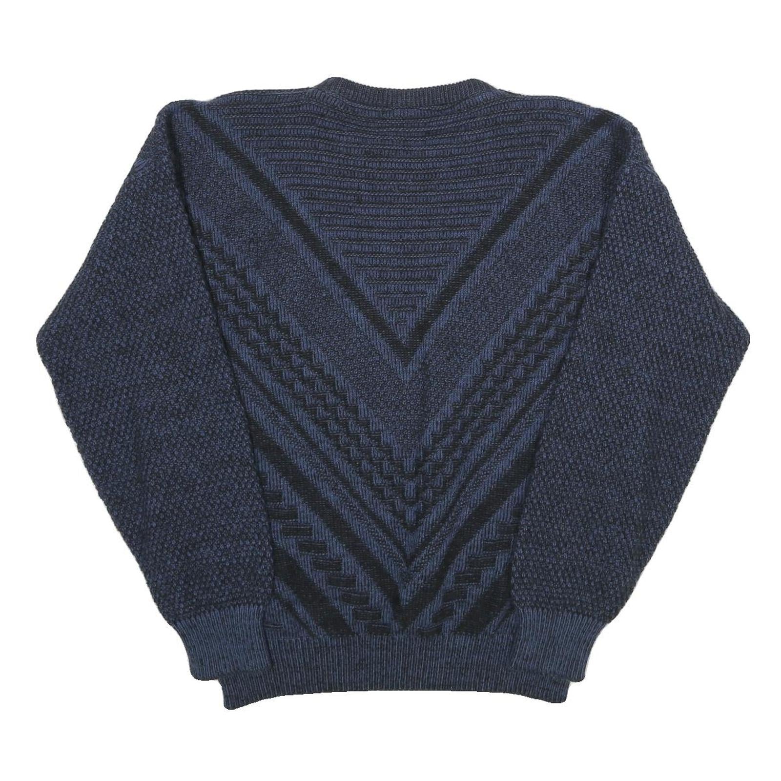 MAGLIFICO FLORENCE Mens Blue Patterned Jumper Crew Neck Chunky Knit XL Wool