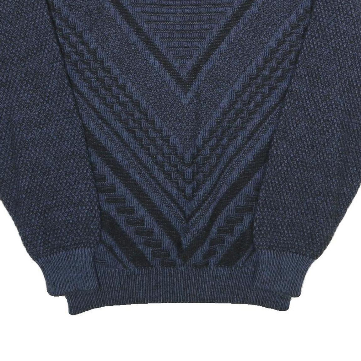 MAGLIFICO FLORENCE Mens Blue Patterned Jumper Crew Neck Chunky Knit XL Wool