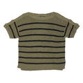 LAUREN RALPH LAUREN Womens Beige & Black Striped Plain Crew Neck Jumper L Cotton