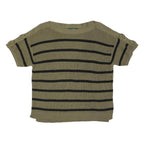 LAUREN RALPH LAUREN Womens Beige & Black Striped Plain Crew Neck Jumper L Cotton