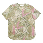 ALFRED DUNNER Womens Green & Pink Printed Blouse Short Sleeve V-Neck M Casual