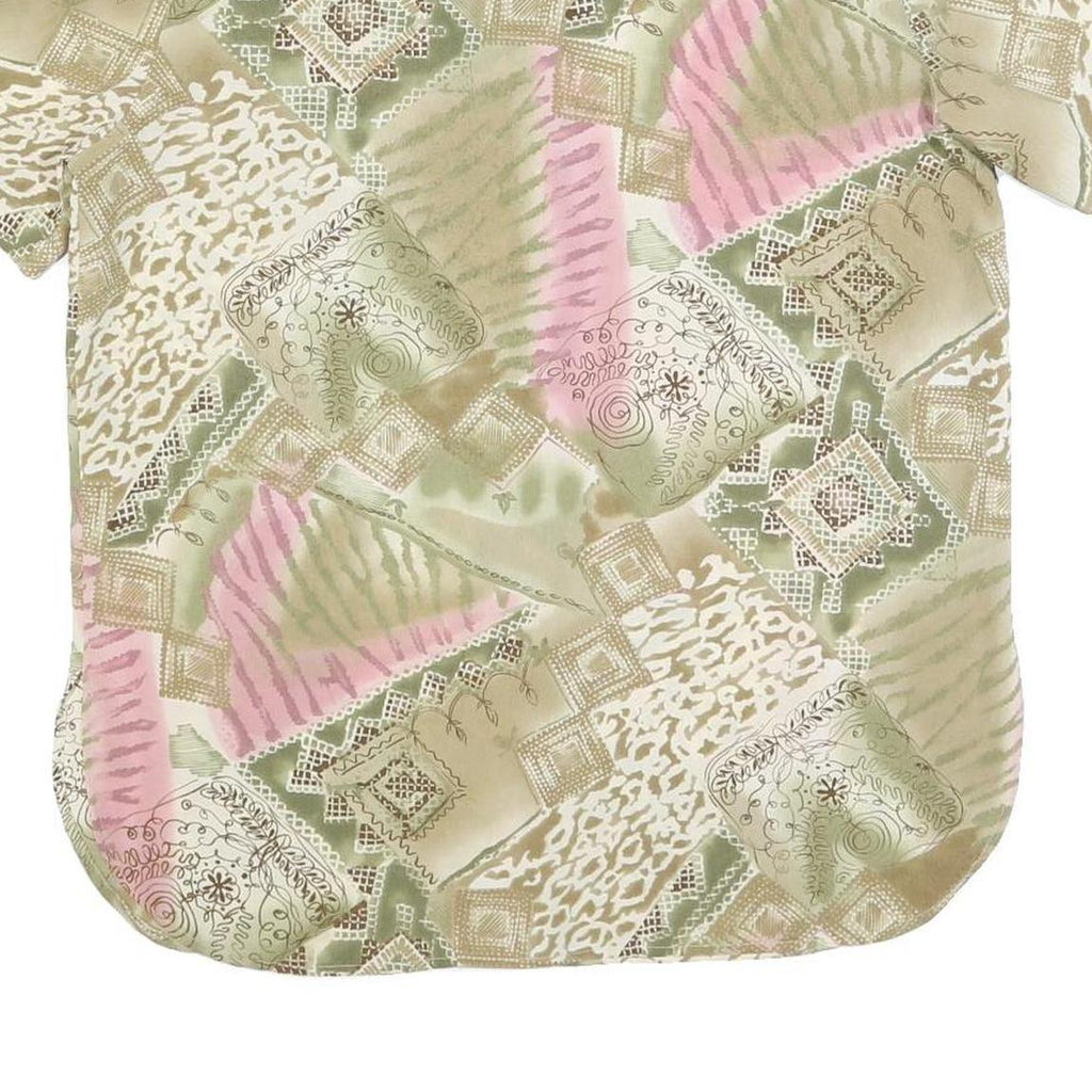 ALFRED DUNNER Womens Green & Pink Printed Blouse Short Sleeve V-Neck M Casual