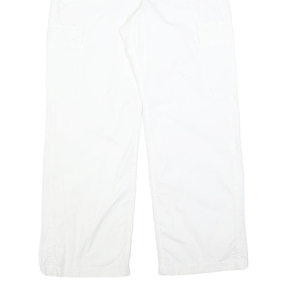 HOLLISTER Womens White Relaxed Straight Trousers W30 L30 Cotton Blend Casual Zip