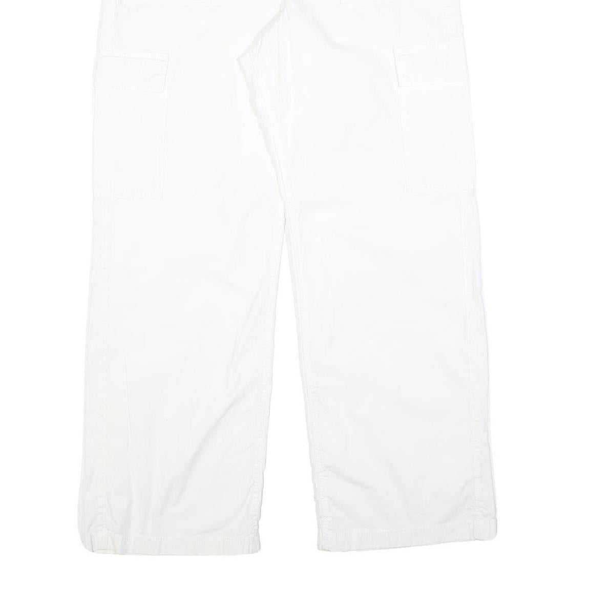 HOLLISTER Womens White Relaxed Straight Trousers W30 L30 Cotton Blend Casual Zip