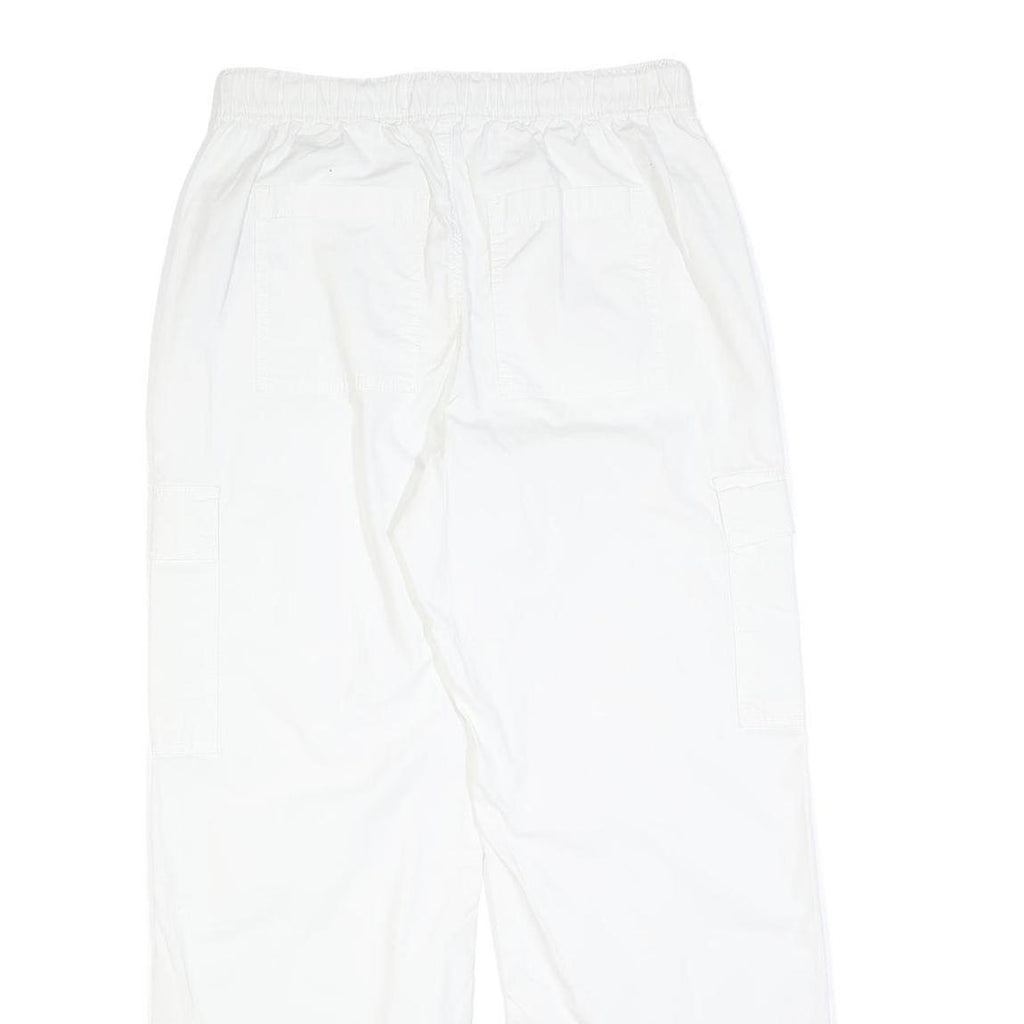HOLLISTER Womens White Relaxed Straight Trousers W30 L30 Cotton Blend Casual Zip