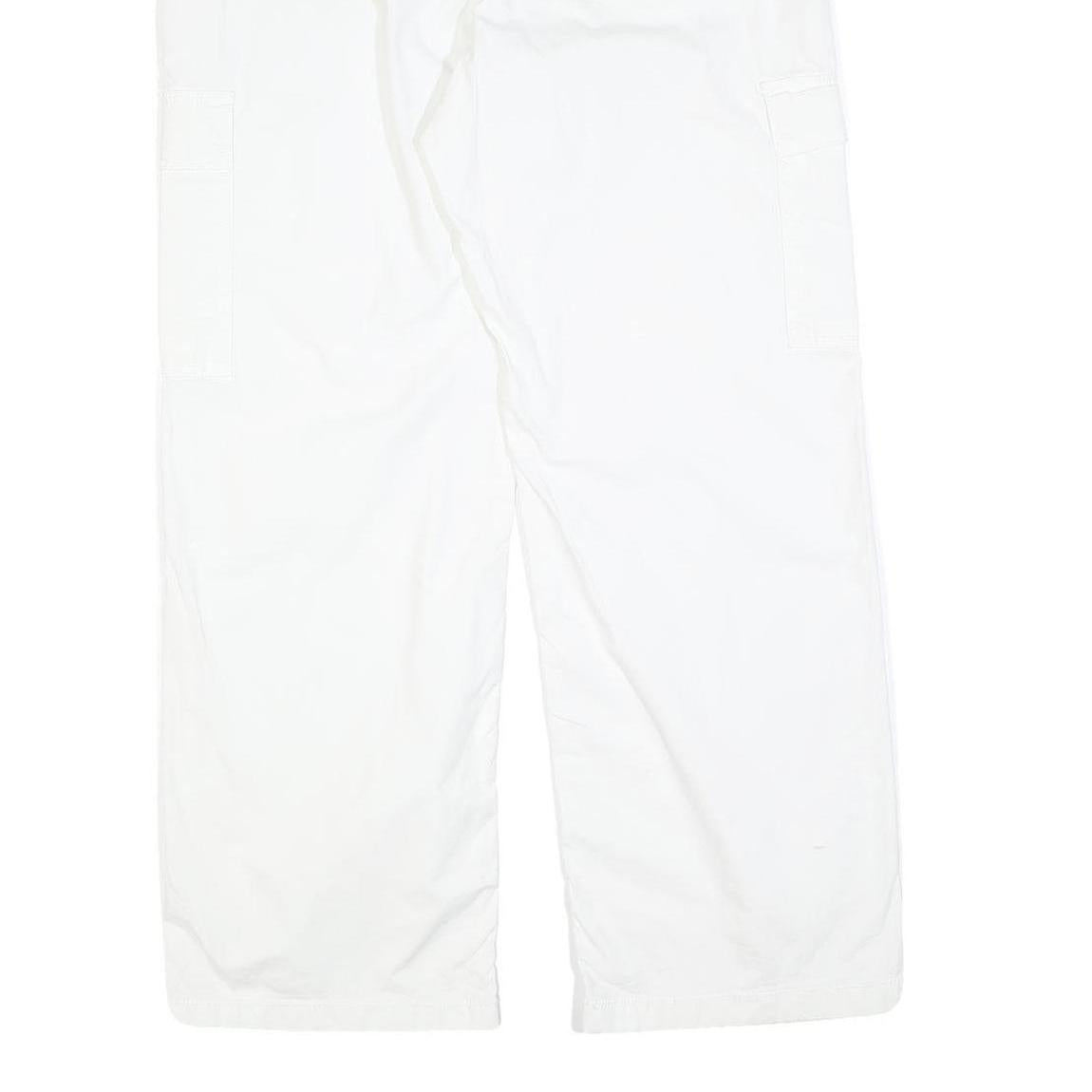 HOLLISTER Womens White Relaxed Straight Trousers W30 L30 Cotton Blend Casual Zip