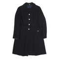 Navy Womens Button Cotton Jacket M Plain Classic Fit Long Sleeve Single Breasted
