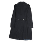 Navy Womens Button Cotton Jacket M Plain Classic Fit Long Sleeve Single Breasted