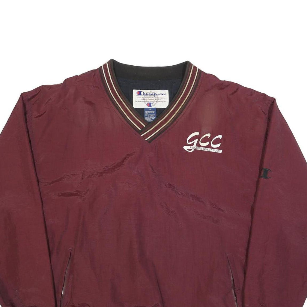 CHAMPION Mens Maroon V-Neck XL GCC Member Guest 2002 Logo Sweatshirt