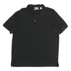 CALVIN KLEIN Mens Black Short Sleeve L Plain Cotton Polo Shirt Classic Fit