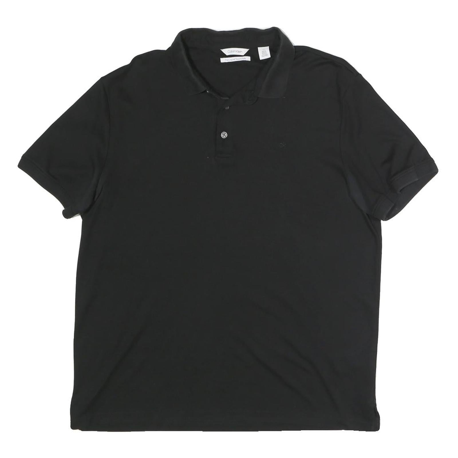 CALVIN KLEIN Mens Black Short Sleeve L Plain Cotton Polo Shirt Classic Fit