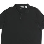 CALVIN KLEIN Mens Black Short Sleeve L Plain Cotton Polo Shirt Classic Fit