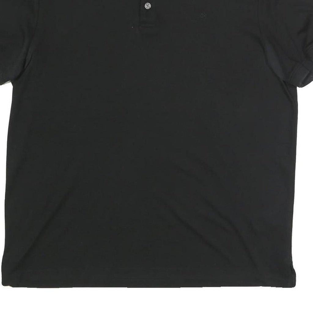 CALVIN KLEIN Mens Black Short Sleeve L Plain Cotton Polo Shirt Classic Fit