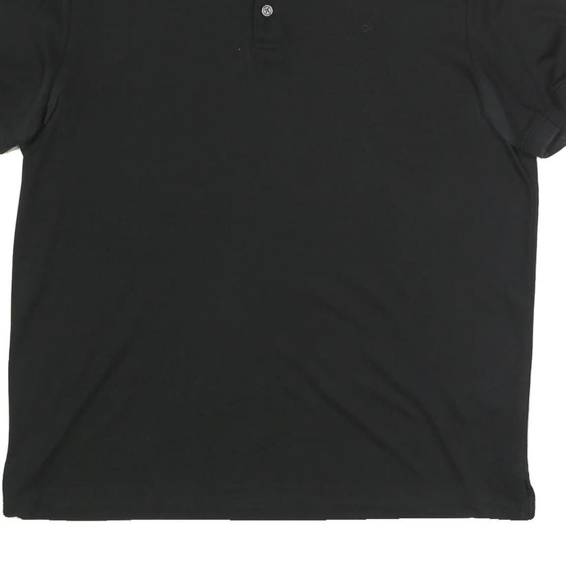 CALVIN KLEIN Mens Black Short Sleeve L Plain Cotton Polo Shirt Classic Fit