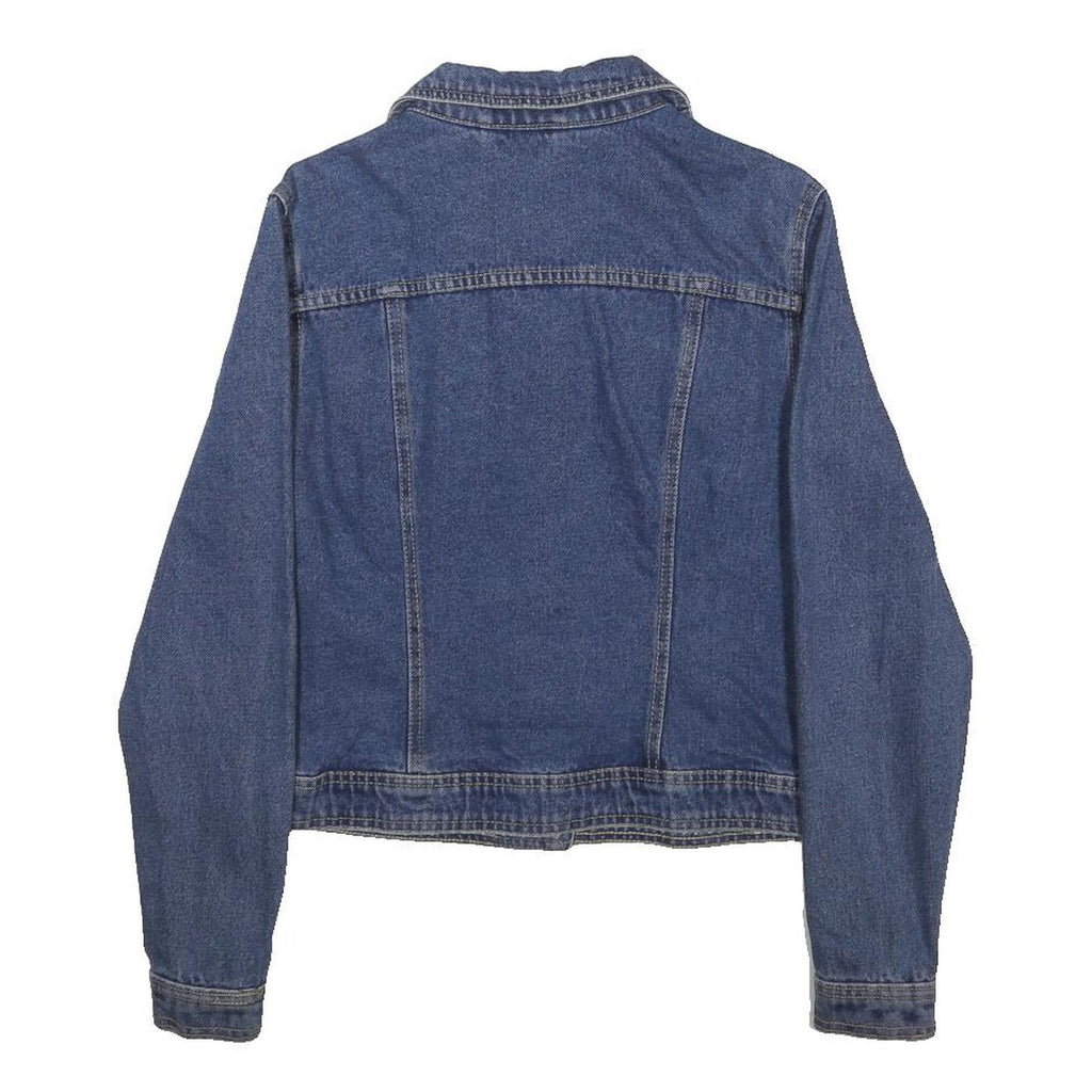 Womens Blue Denim Cotton Jacket M Button Closure Classic Fit Casual Everyday