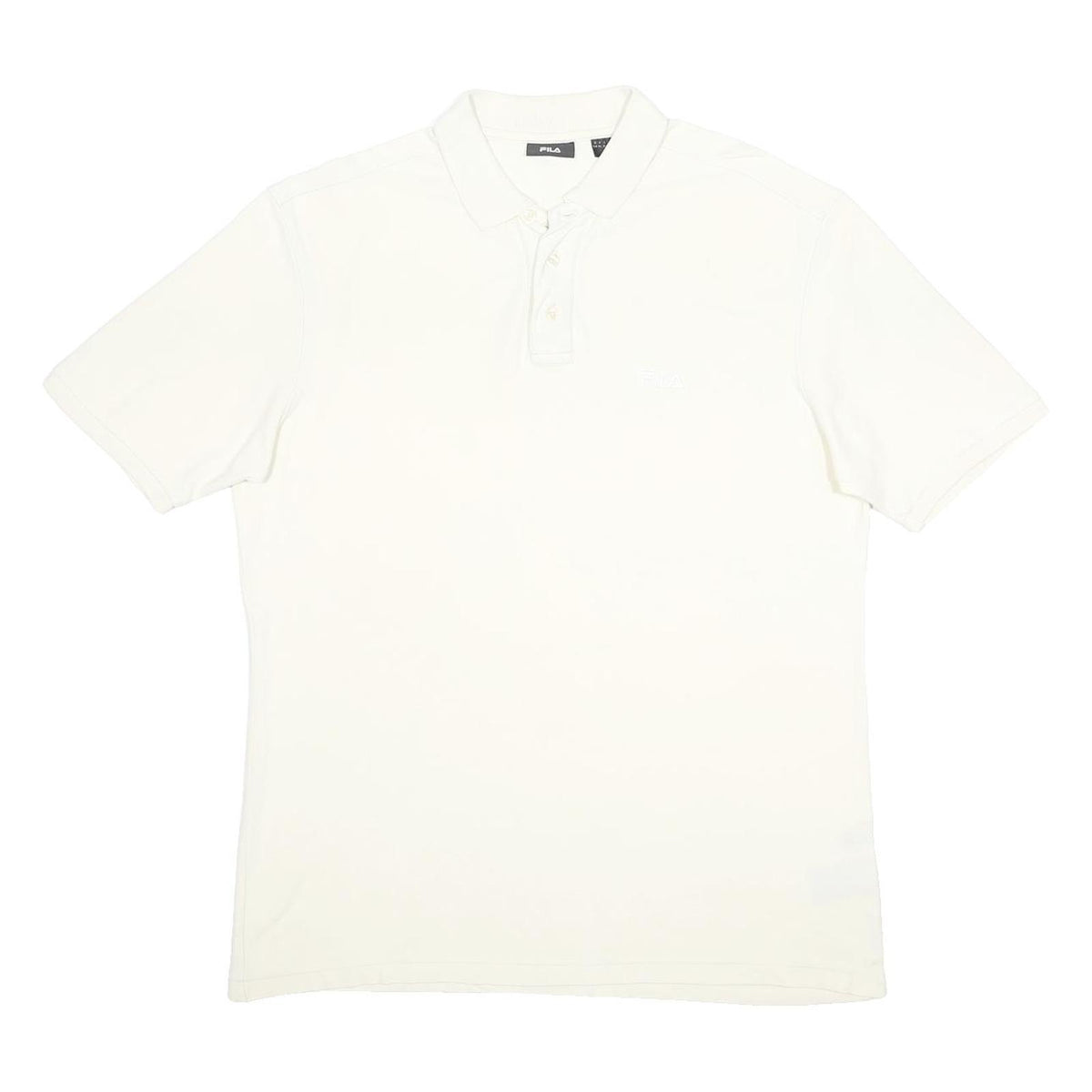 FILA Mens White Short Sleeve Plain Polo Shirt XL Cotton Casual Classic