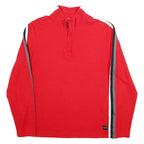 CALVIN KLEIN Mens Red Striped 1/4 Zip Sweatshirt M Cotton Blend Stylish