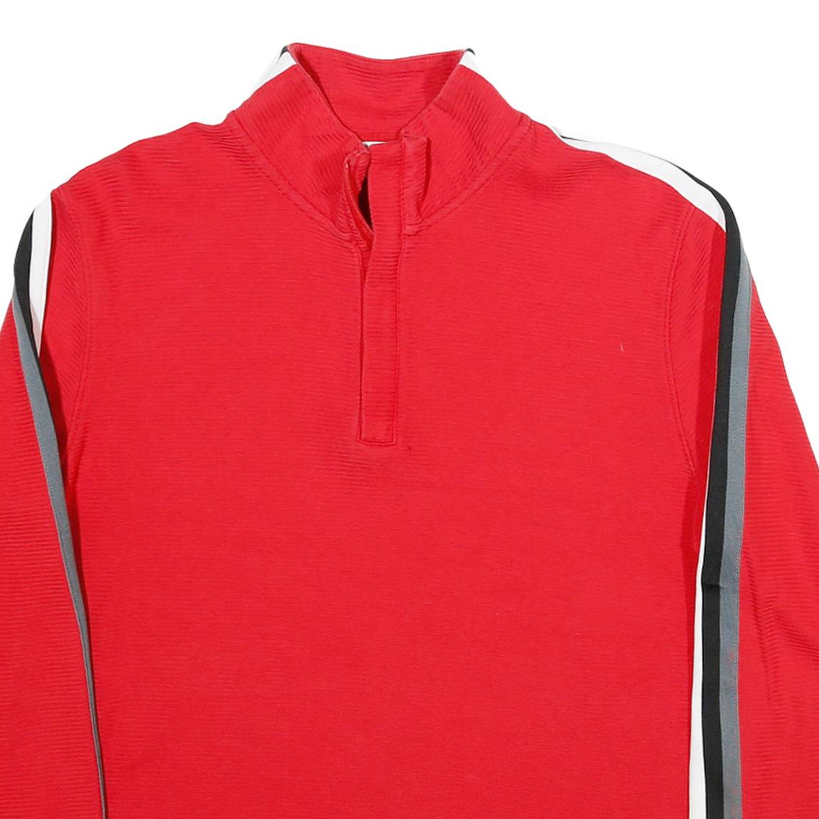 CALVIN KLEIN Mens Red Striped 1/4 Zip Sweatshirt M Cotton Blend Stylish