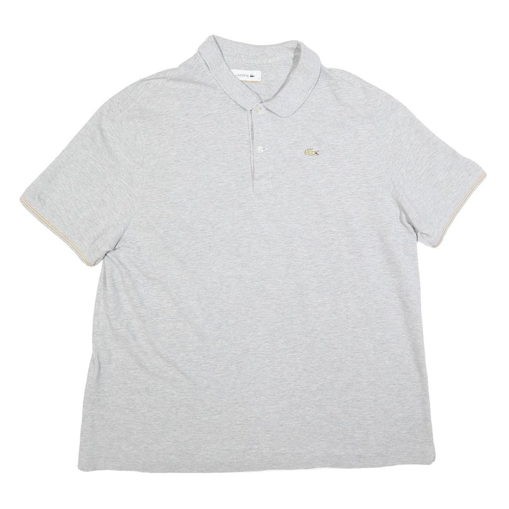 LACOSTE Mens Grey Polo Shirt 3XL Cotton Blend Short Sleeve Classic Fit Croc Logo