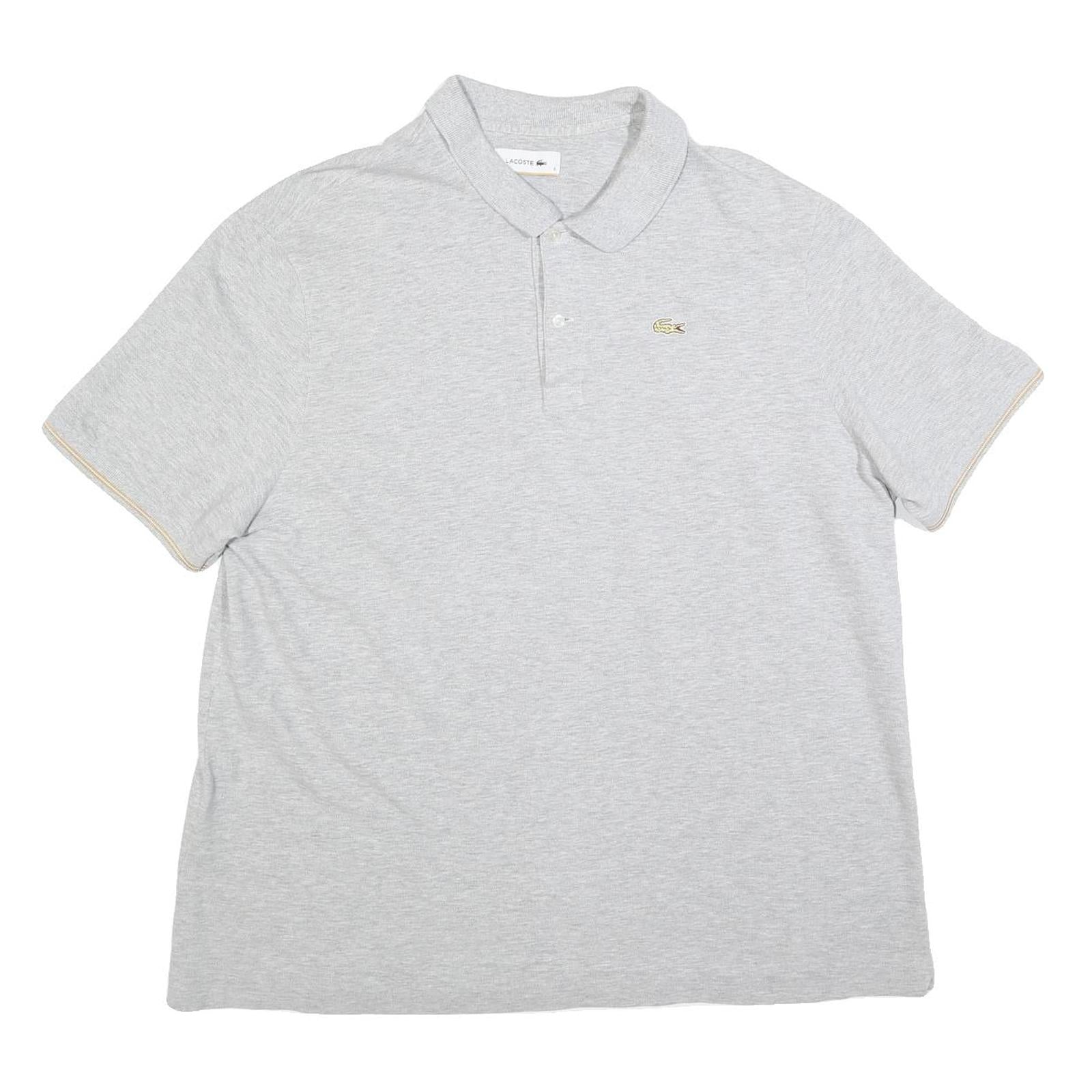 LACOSTE Mens Grey Polo Shirt 3XL Cotton Blend Short Sleeve Classic Fit Croc Logo