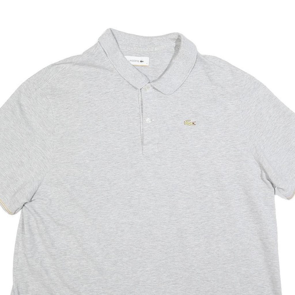 LACOSTE Mens Grey Polo Shirt 3XL Cotton Blend Short Sleeve Classic Fit Croc Logo