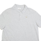 LACOSTE Mens Grey Polo Shirt 3XL Cotton Blend Short Sleeve Classic Fit Croc Logo