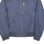 H&M Mens Blue Bomber Jacket S Polyester Plain Zip Casual Lightweight