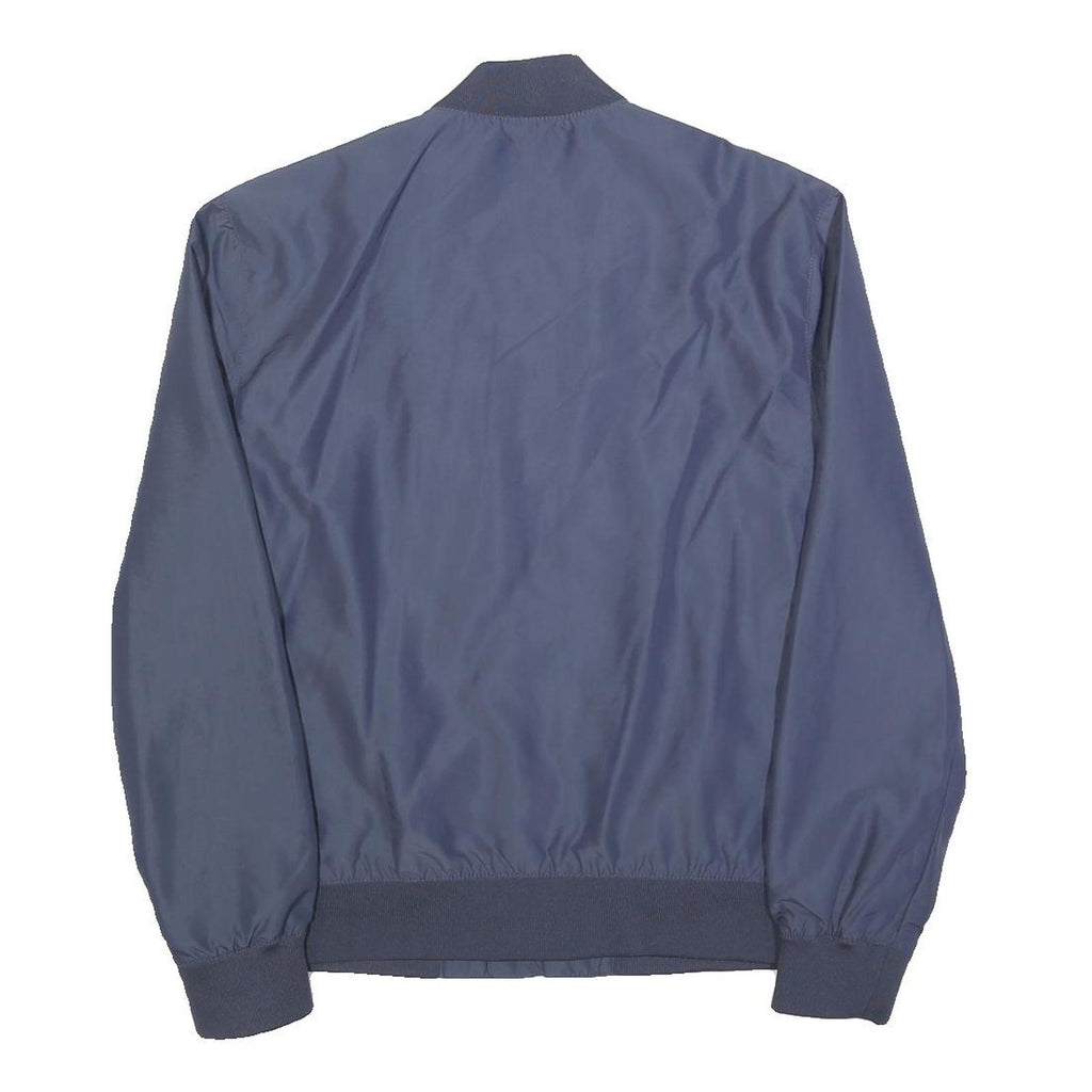 H&M Mens Blue Bomber Jacket S Polyester Plain Zip Casual Lightweight