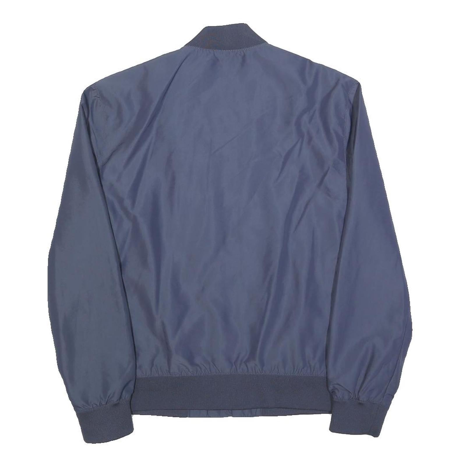 H&M Mens Blue Bomber Jacket S Polyester Plain Zip Casual Lightweight