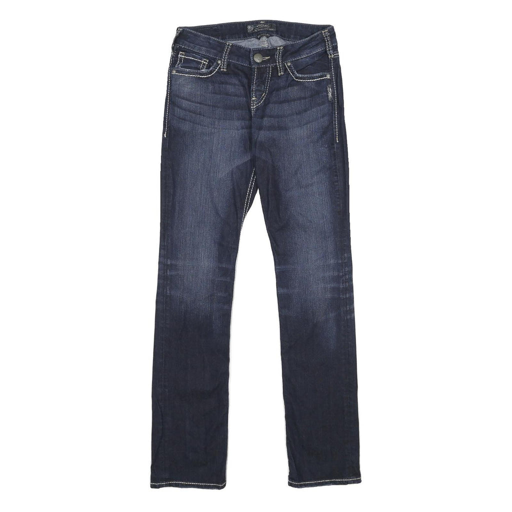 SILVER JEANS CO Womens Slim Blue Denim Jeans W27 L32 Stylish Stitching Zip