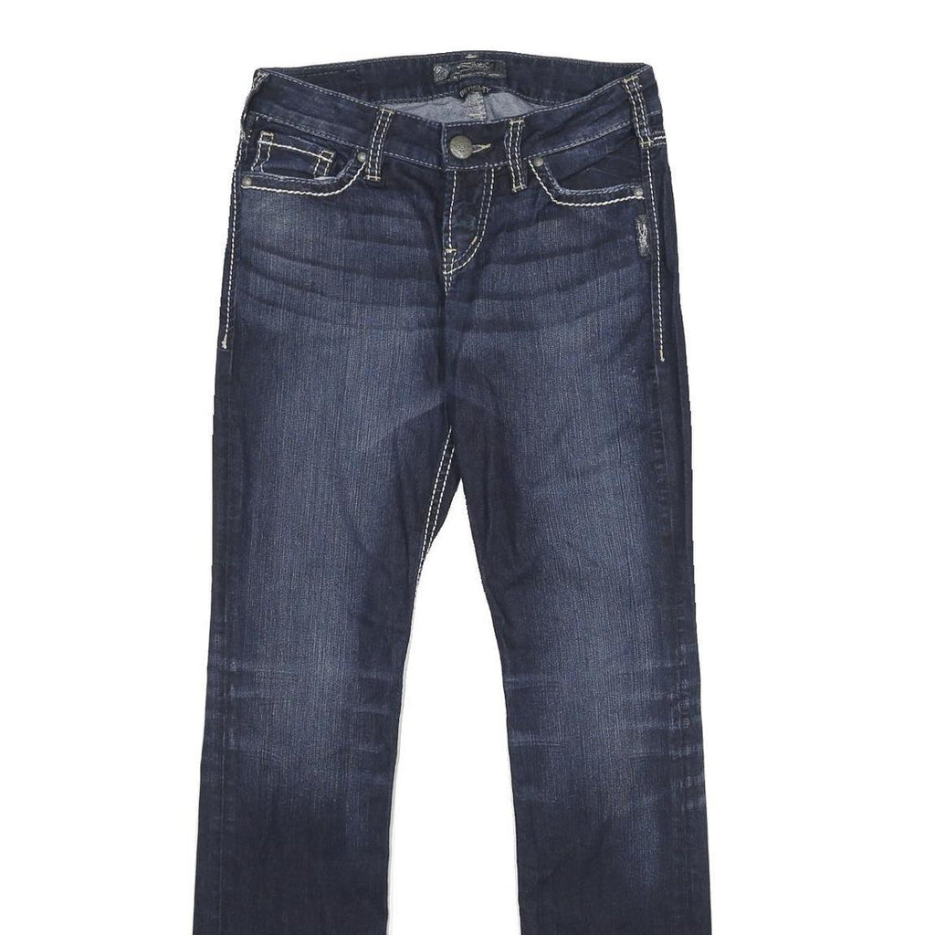 SILVER JEANS CO Womens Slim Blue Denim Jeans W27 L32 Stylish Stitching Zip