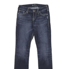 SILVER JEANS CO Womens Slim Blue Denim Jeans W27 L32 Stylish Stitching Zip