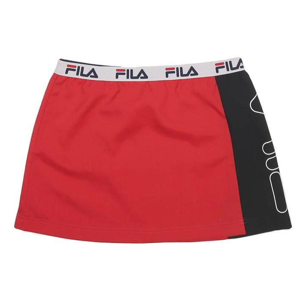 FILA Womens Red & Black Logo Colourblock Skater Short Polyester Skirt L