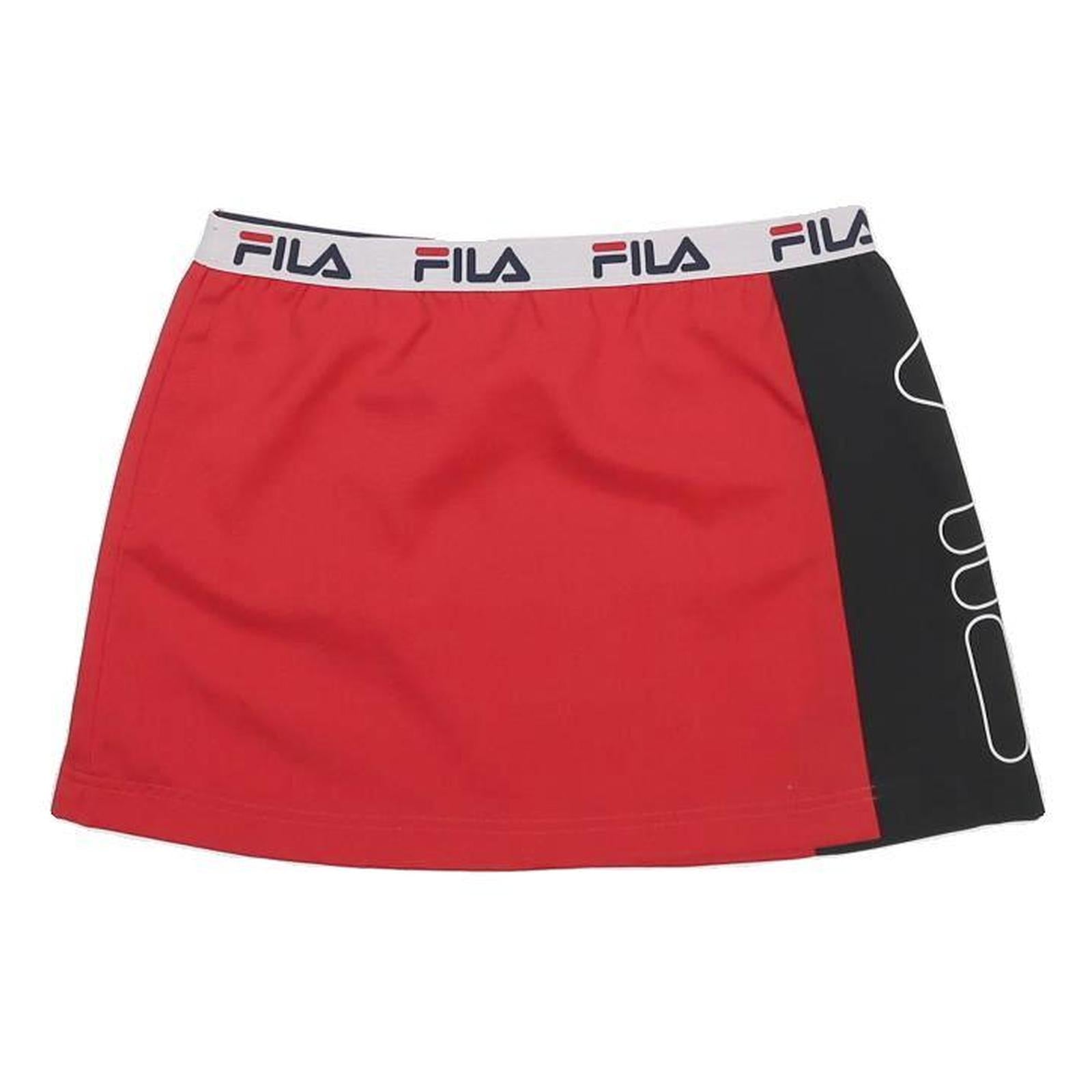 FILA Womens Red & Black Logo Colourblock Skater Short Polyester Skirt L