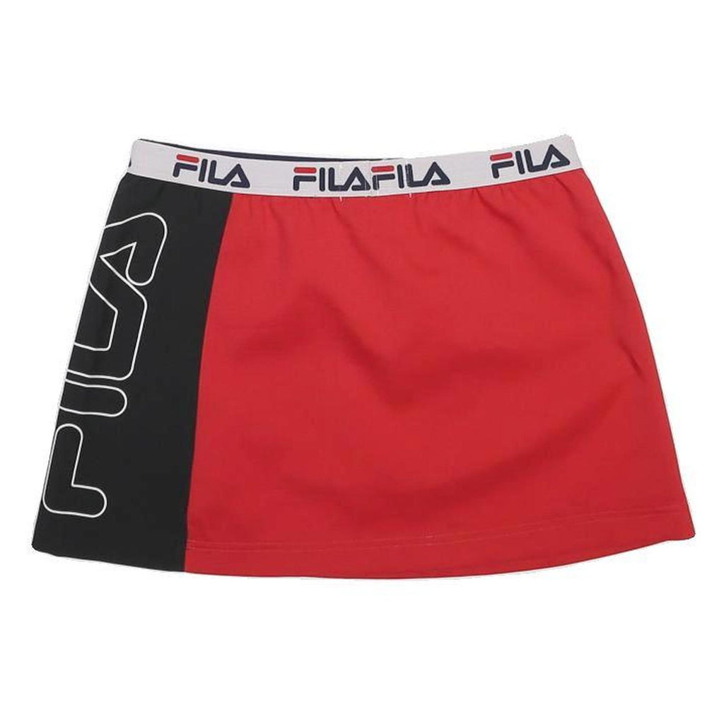 FILA Womens Red & Black Logo Colourblock Skater Short Polyester Skirt L