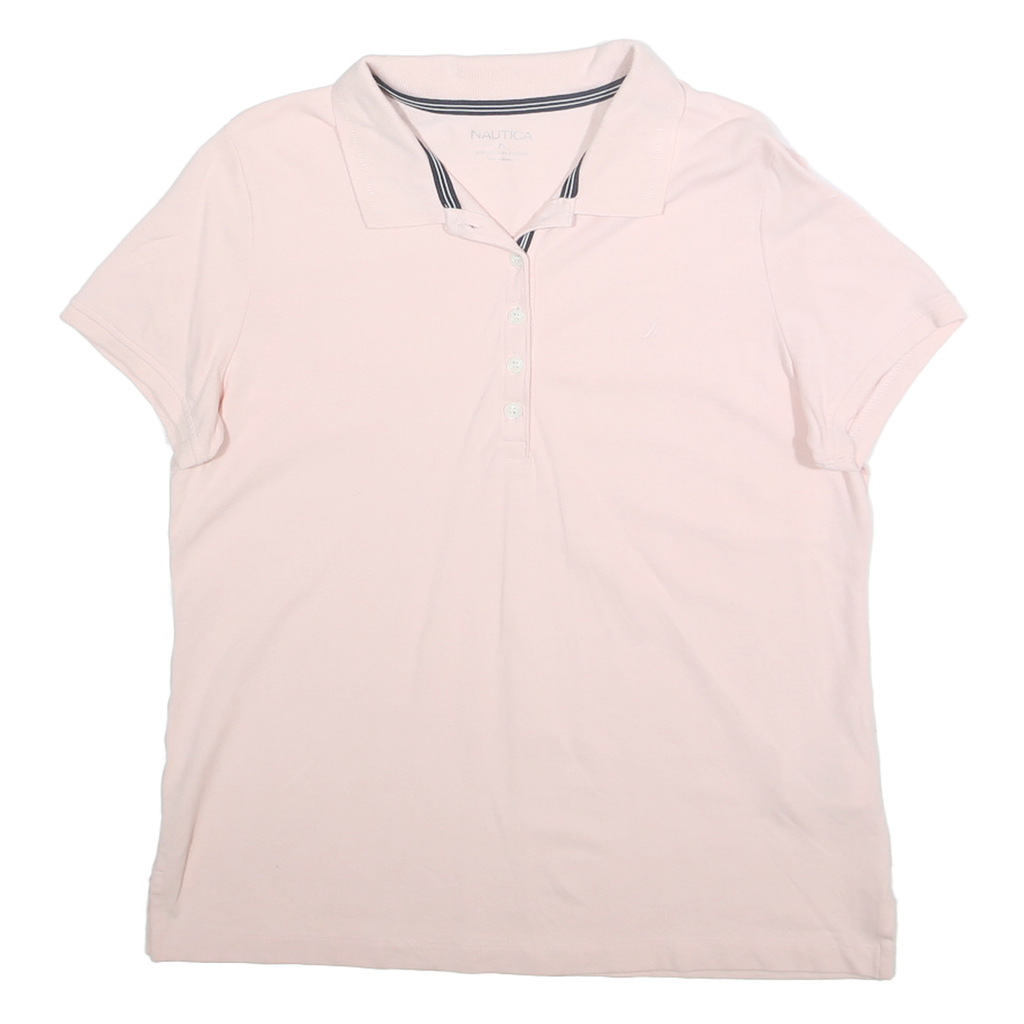 NAUTICA Womens Pink Cotton Blend Polo Shirt XL Short Sleeve Plain Casual