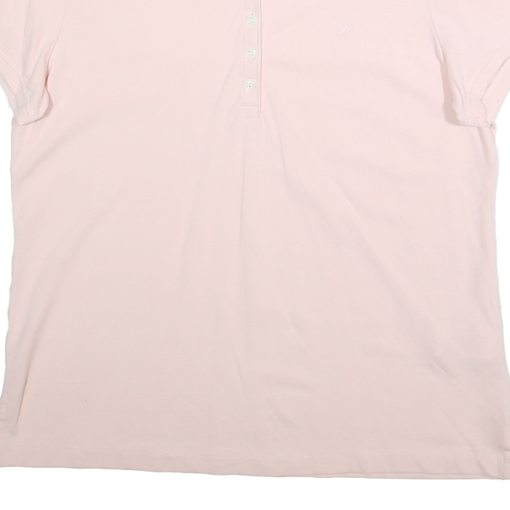 NAUTICA Womens Pink Cotton Blend Polo Shirt XL Short Sleeve Plain Casual