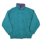 IZZI Womens Teal & Purple Casual Jacket L Polyester Blend Zip Plain Relaxed Fit