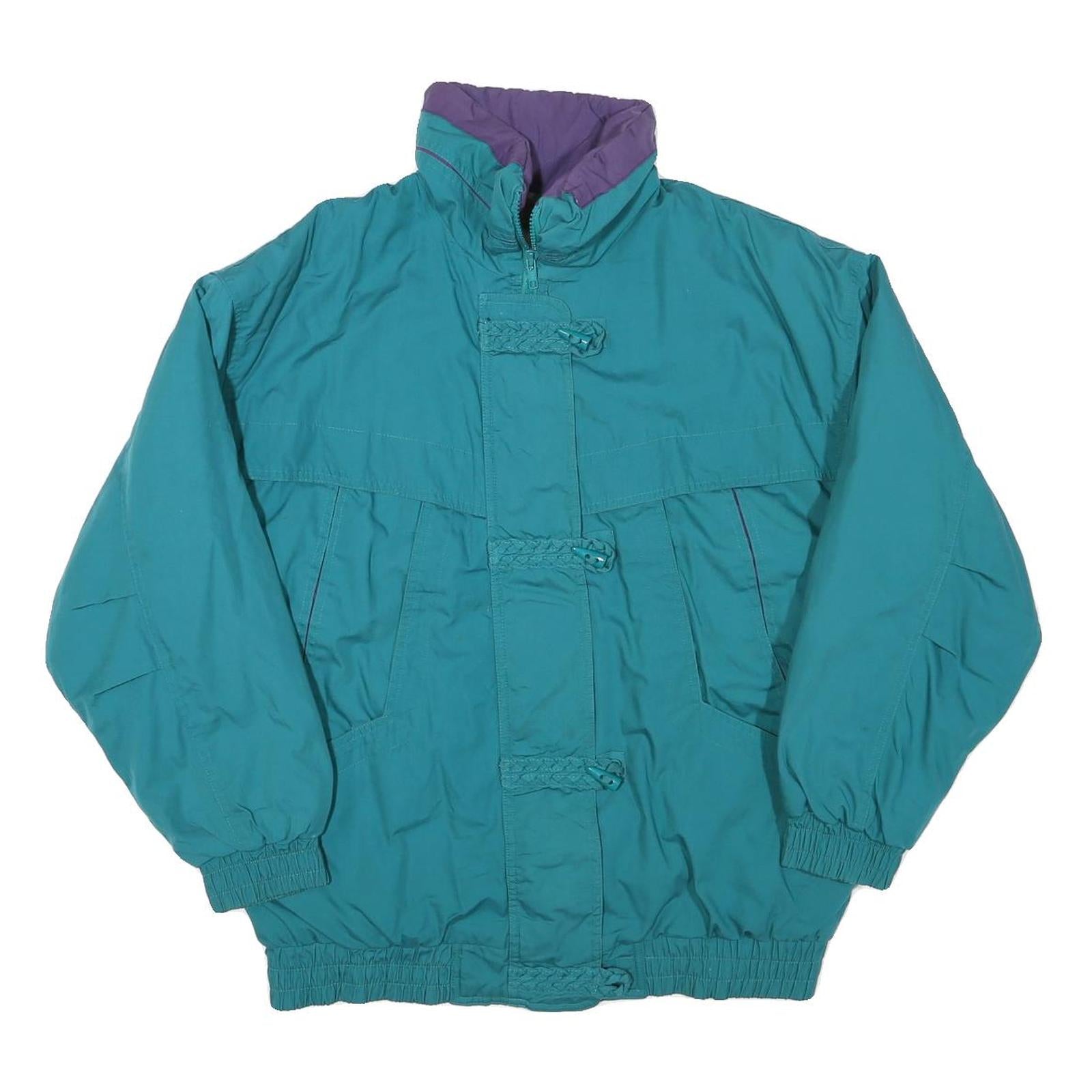 IZZI Womens Teal & Purple Casual Jacket L Polyester Blend Zip Plain Relaxed Fit