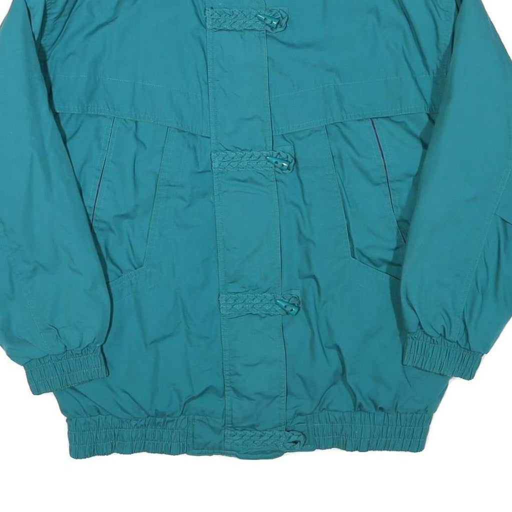 IZZI Womens Teal & Purple Casual Jacket L Polyester Blend Zip Plain Relaxed Fit