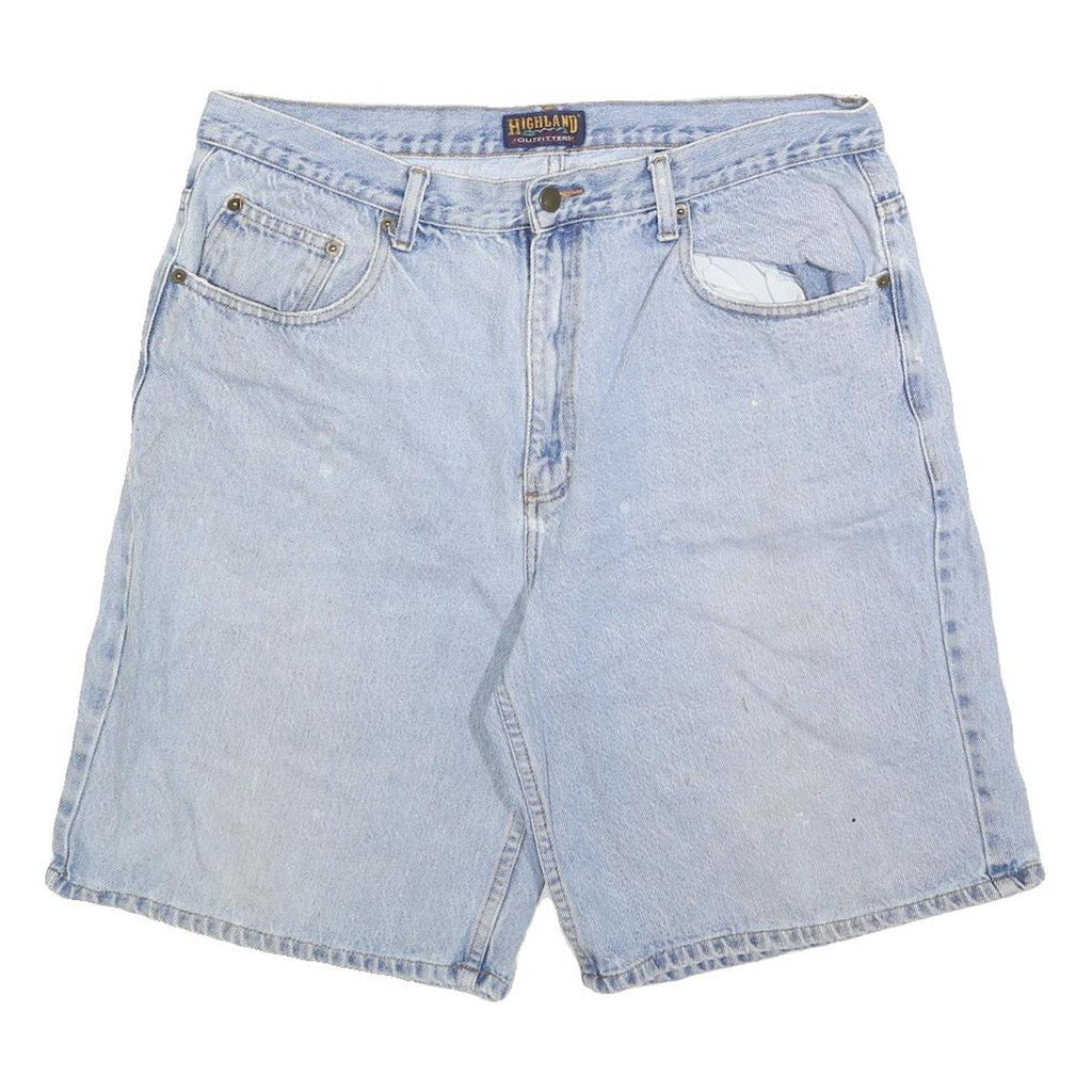 HIGHLAND Mens Cotton Blend Blue Casual Shorts XL W38 Light Wash Denim Style