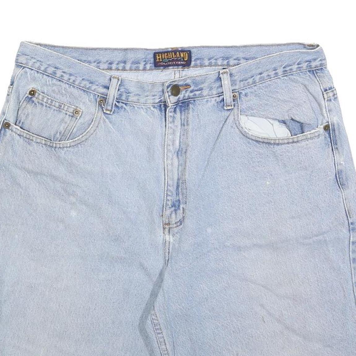 HIGHLAND Mens Cotton Blend Blue Casual Shorts XL W38 Light Wash Denim Style