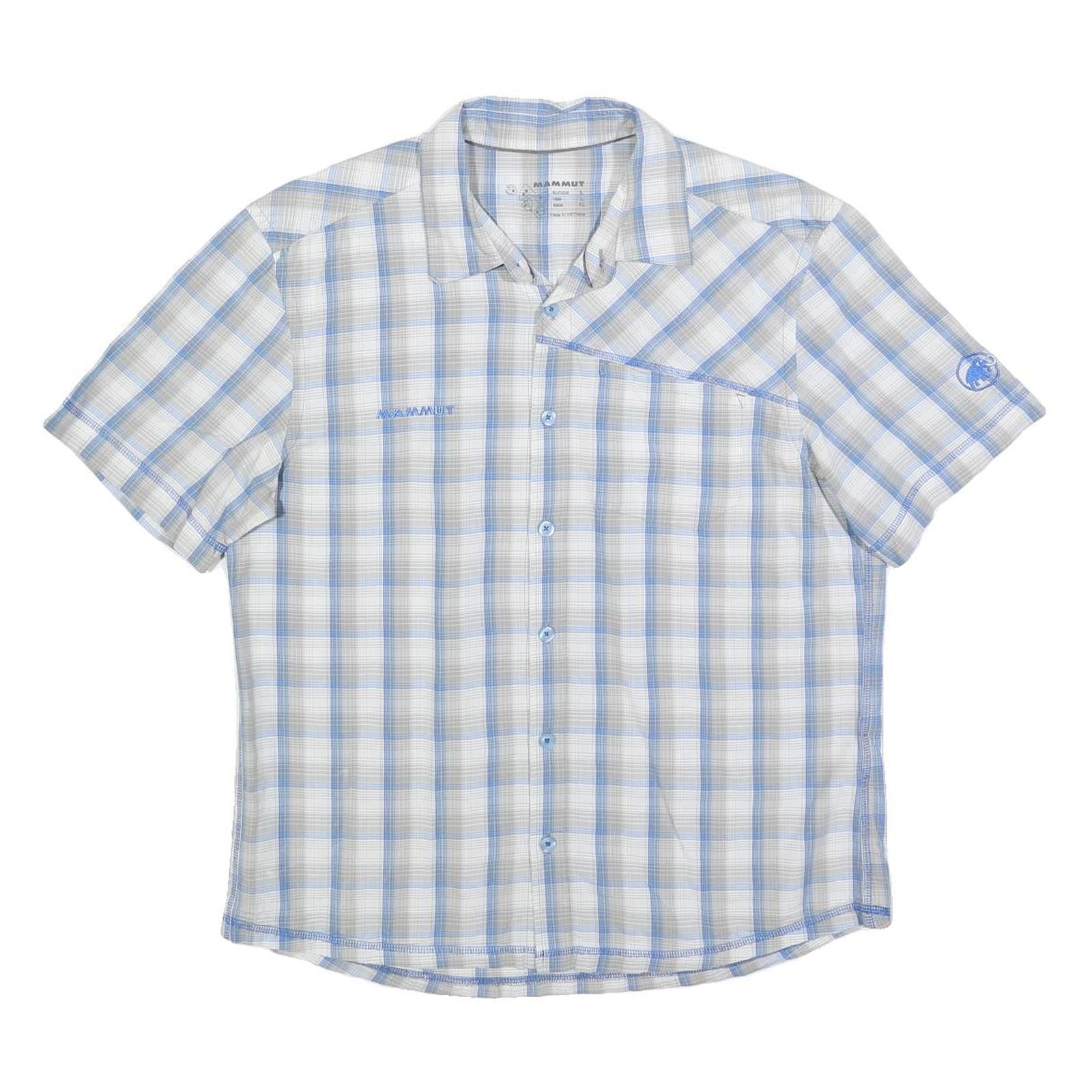 MAMMUT Mens Blue & Cream Check Shirt L Lightweight Cotton Casual Summer