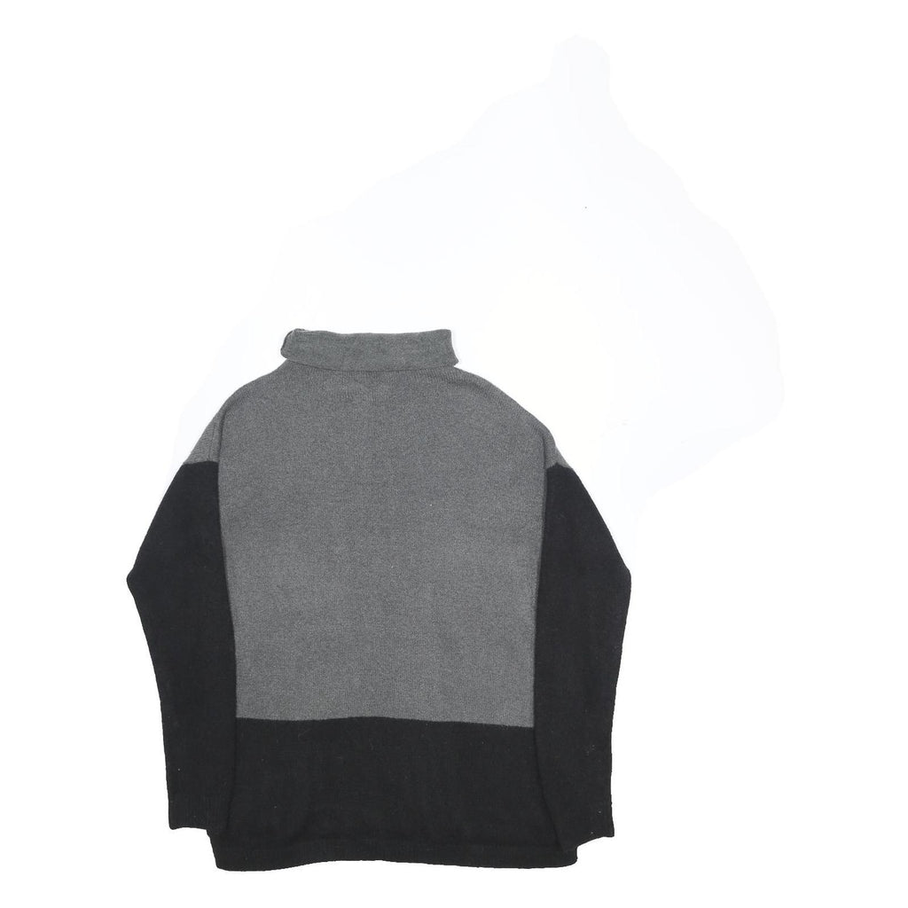 DKNY Womens Black & Grey Plain Jumper Roll Neck Tight Knit S Acrylic Blend