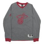ADIDAS Mens Grey & Red Miami Heat V-Neck Sweatshirt S NBA Basketball