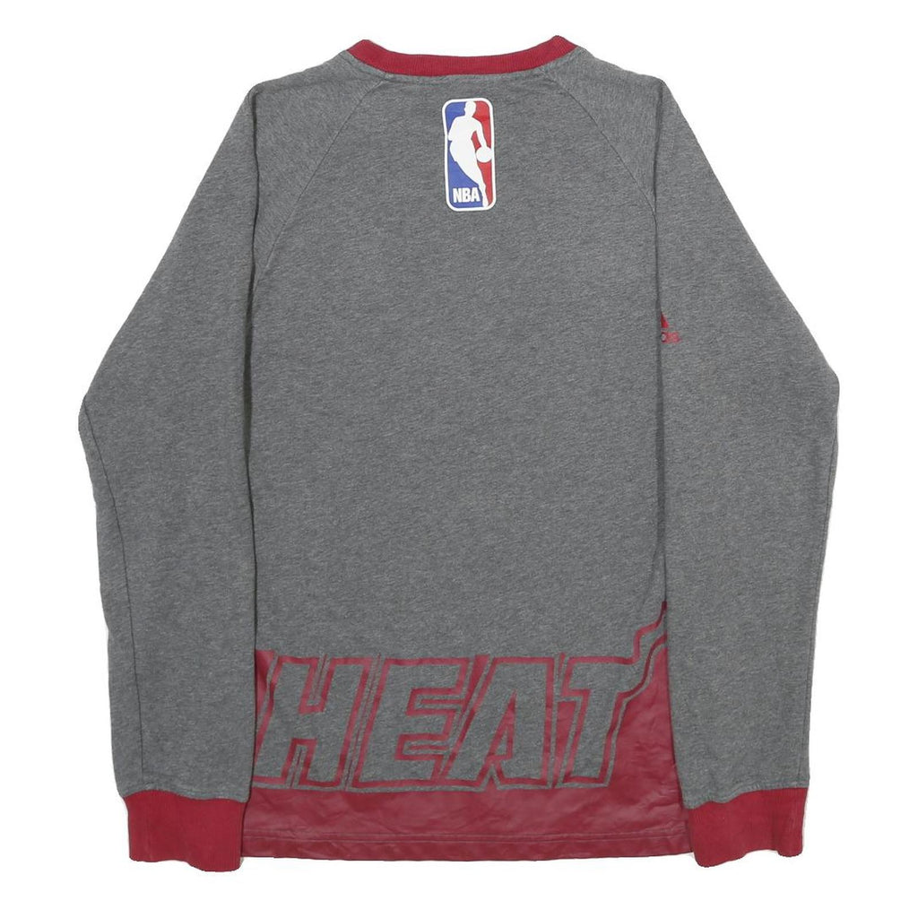 ADIDAS Mens Grey & Red Miami Heat V-Neck Sweatshirt S NBA Basketball