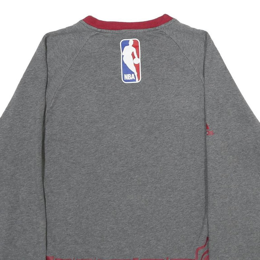 ADIDAS Mens Grey & Red Miami Heat V-Neck Sweatshirt S NBA Basketball